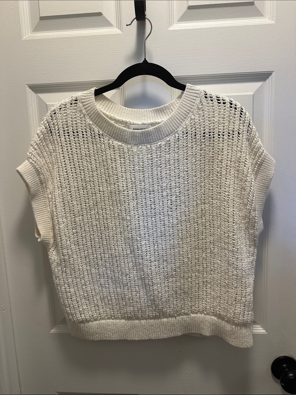 Banana Republic white Open-Knit Sweater Vest/top